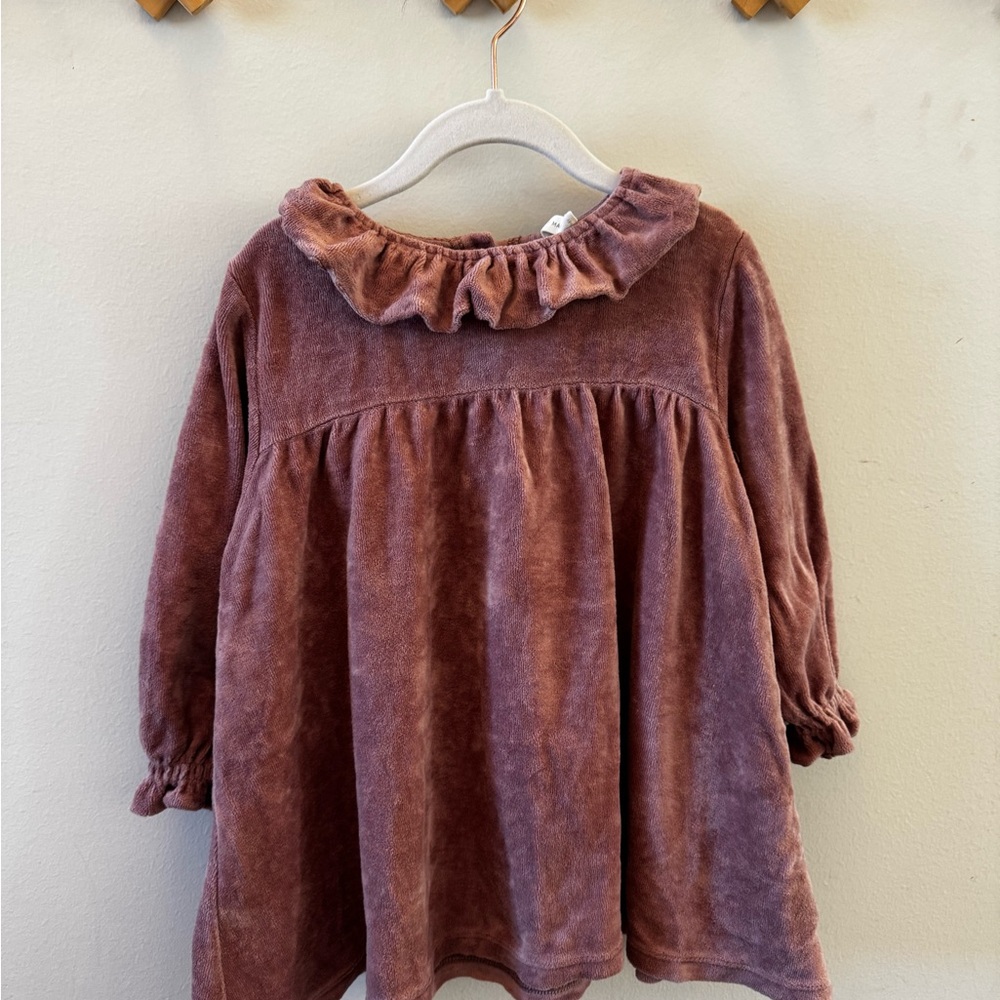 Velvet Ruffle Collar Dress